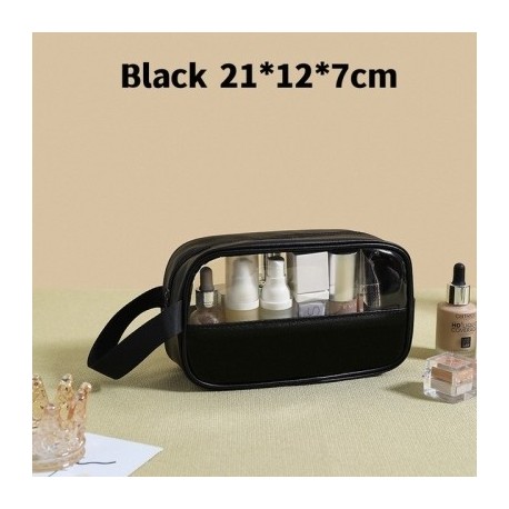 Szín: fekete S - Kozmetikai táska áttetsző sminktáska nagy kapacitású fürdőszobai mosogatótasak pipereszett vízálló