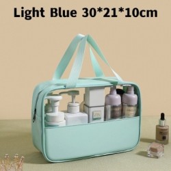 Szín: világoskék L - Kozmetikai táska áttetsző sminktáska nagy kapacitású fürdőszobai mosogatótasak pipereszett