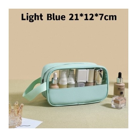 Szín: világoskék S - Kozmetikai táska áttetsző sminktáska nagy kapacitású fürdőszobai mosogatótasak pipereszett