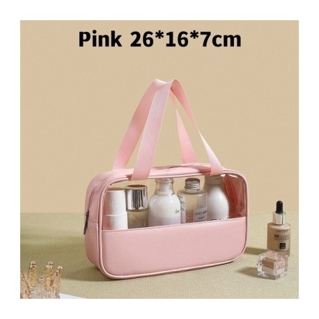 Szín: rózsaszín M - Kozmetikai táska áttetsző sminktáska nagy kapacitású fürdőszobai mosogatótasak pipereszett