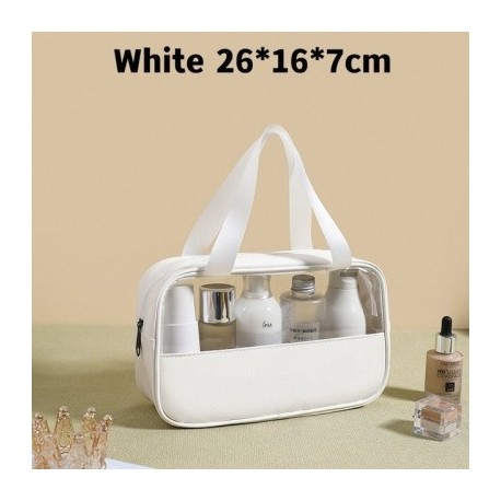 Szín: fehér M - Kozmetikai táska áttetsző sminktáska nagy kapacitású fürdőszobai mosogatótasak pipereszett vízálló