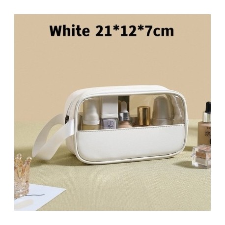 Szín: fehér S - Kozmetikai táska áttetsző sminktáska nagy kapacitású fürdőszobai mosogatótasak pipereszett vízálló