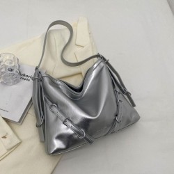 Szín: ezüst - Nagy kapacitású női hordtáska 2023 új divatos ingázó hónaljtáska, puha bőr válltáska, női