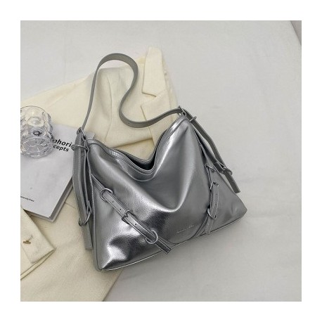 Szín: ezüst - Nagy kapacitású női hordtáska 2023 új divatos ingázó hónaljtáska, puha bőr válltáska, női