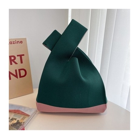 Szín: A-zöld - Aranyos pöttyös kötött kézitáska női mini csomós csuklótáska Hordozható alkalmi sétáló négyzetes