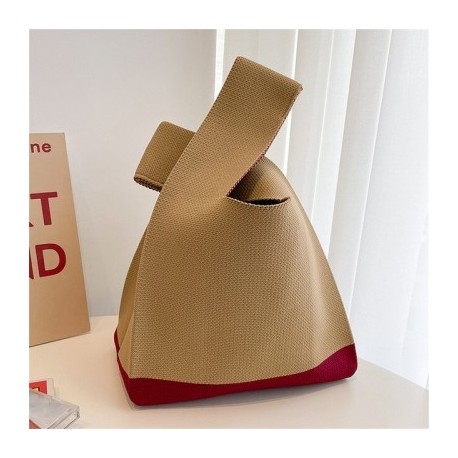 Szín: A-Khaki - Aranyos pöttyös kötött kézitáska női mini csomós csuklótáska Hordozható alkalmi sétáló négyzetes