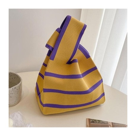 Szín: A-sárga - Aranyos pöttyös kötött kézitáska női mini csomós csuklótáska Hordozható alkalmi sétáló