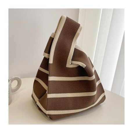 Szín: A-kávé - Aranyos pöttyös kötött kézitáska női mini csomós csuklótáska Hordozható alkalmi sétáló