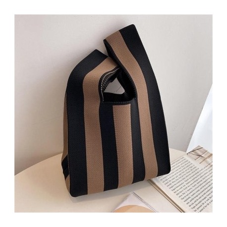 Szín: Stripes Grey - Aranyos pöttyös kötött kézitáska női mini csomós csuklótáska Hordozható alkalmi sétáló