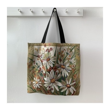 Szín: Virág - Nyomtatott Irodalmi Válltáska Női Szabadidő Vászon Újrafelhasználható Bevásárló Kézitáskák Női