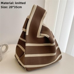 Szín: kávé - Kockás színű kézzel készített kötött kézitáska koreai női szőtt csuklótáska Környezetbarát