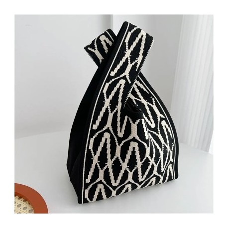 Szín: kávé - 2023-as nyári divat kockás szőtt kézitáska női mini csomós csuklótáska japán alkalmi színes