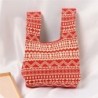 Szín: bézs piros - Angel Pony Kötött kézitáska Diákoknak Alkalmi tároló Válltáska Divat szőtt táska Nagy