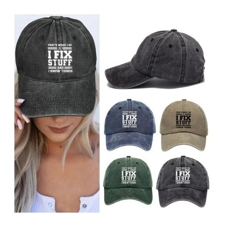 Szín: sötétkék - Férfi és női baseballsapkák, állítható, hétköznapi, hímzett I FIX STUFF pamut napozósapkák