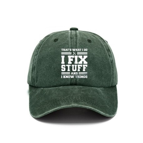 Szín: zöld - Férfi és női baseballsapkák, állítható, hétköznapi, hímzett I FIX STUFF pamut napozósapkák uniszex