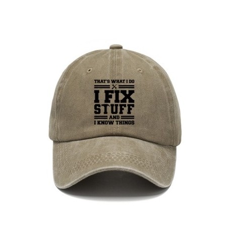 Szín: Khaki - Férfi és női baseballsapkák, állítható, hétköznapi, hímzett I FIX STUFF pamut napozósapkák uniszex