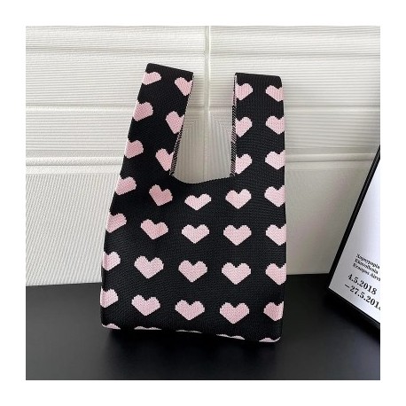 Szín: F - Kötött szerelmes kézitáska egyéniség Sokoldalú szőtt csuklótáska Divatos koreai női mini csomós