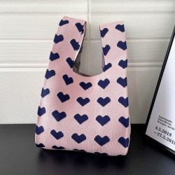 Szín: A - Kötött szerelmes kézitáska egyéniség Sokoldalú szőtt csuklótáska Divatos koreai női mini csomós