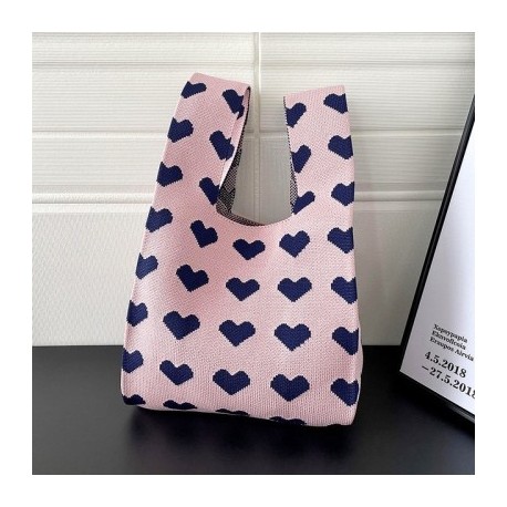 Szín: A - Kötött szerelmes kézitáska egyéniség Sokoldalú szőtt csuklótáska Divatos koreai női mini csomós