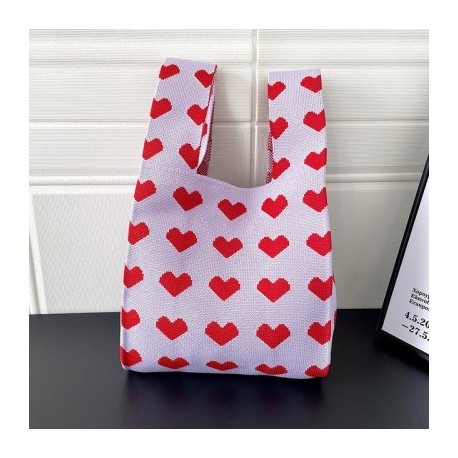 Szín: C - Kötött szerelmes kézitáska egyéniség Sokoldalú szőtt csuklótáska Divatos koreai női mini csomós