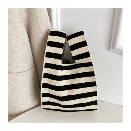 Szín: csíkos - Széles csíkos, kézzel készített kötött kézitáska, minimalista 2023-as koreai női mini csomós