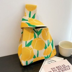 Szín: A - 1db Kézzel készített kötött kézitáska női mini csomós csuklótáska japán alkalmi színes hordtáska diák