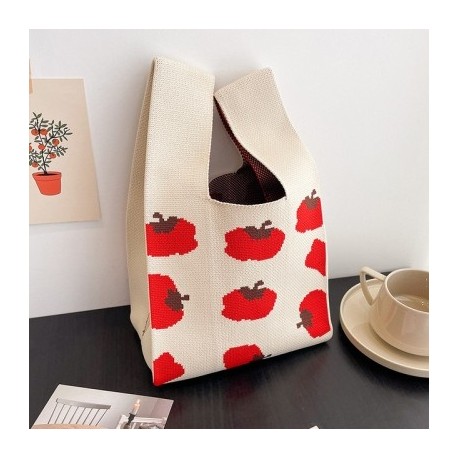 Szín: F - 1db Kézzel készített kötött kézitáska női mini csomós csuklótáska japán alkalmi színes hordtáska diák