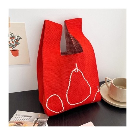 Szín: G - 1db Kézzel készített kötött kézitáska női mini csomós csuklótáska japán alkalmi színes hordtáska diák