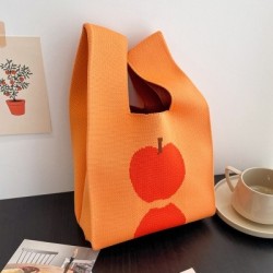 Szín: H - 1db Kézzel készített kötött kézitáska női mini csomós csuklótáska japán alkalmi színes hordtáska diák