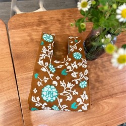 Szín: khaki - Japán niche virágos kötött kézitáska női kézitáska Retro csuklótáska válltáska Alkalmi