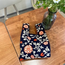 Szín: narancs - Japán niche virágos kötött kézitáska női kézitáska Retro csuklótáska válltáska Alkalmi