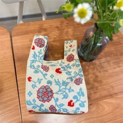 Fehér szín - Japán niche virágos kötött kézitáska női kézitáska Retro csuklótáska válltáska Alkalmi