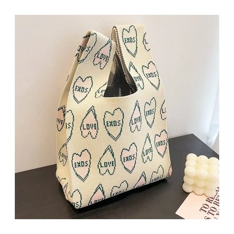 Szín: Curry - Nyári divat Napi kötött kézitáska Személyiség szerelem kockás színes patchwork egy váll csuklótáska