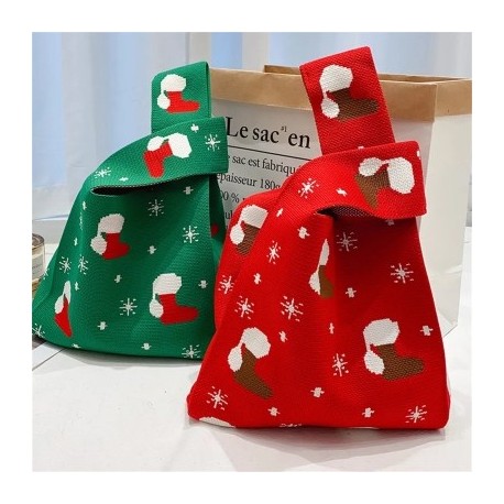 Fekete szín - Karácsonyi kötött táska női kézitáska kézi kötött nagy kapacitású alkalmi táska