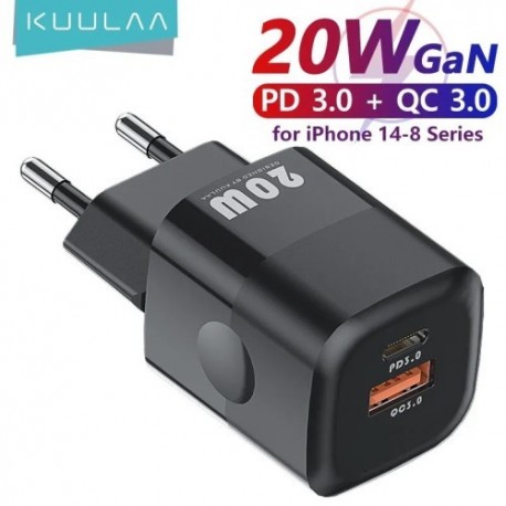Csatlakoz__-t__pusa_-EU-fekete---KUULAA-20W-GaN-PD-USB-C-t__lt__-iPhone-14-13-12-11-Pro-Max-Mini-SE-telefonhoz-QC-3.0-PD-3.0-USB